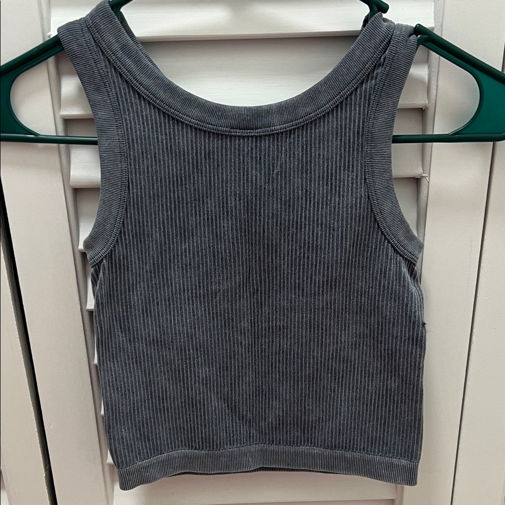 Charcoal Ribbed Tank Top - Picture 3 of 3